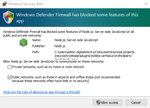 Firewall Popup Window